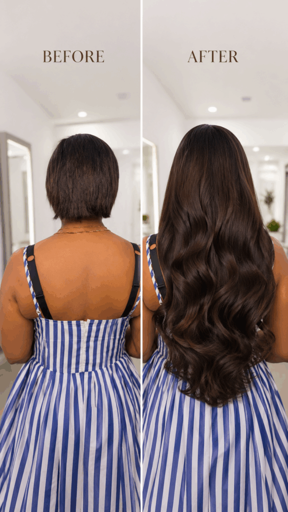 before and after hair extensions dubai