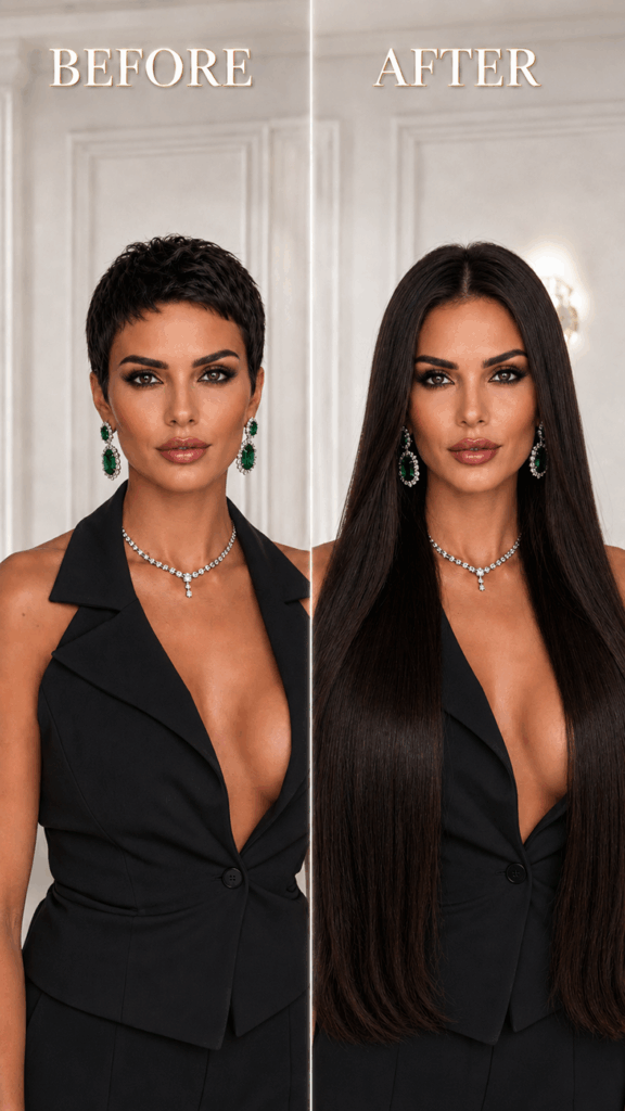 before and after hair extensions dubai